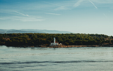 beautiful small lighthouse on the island