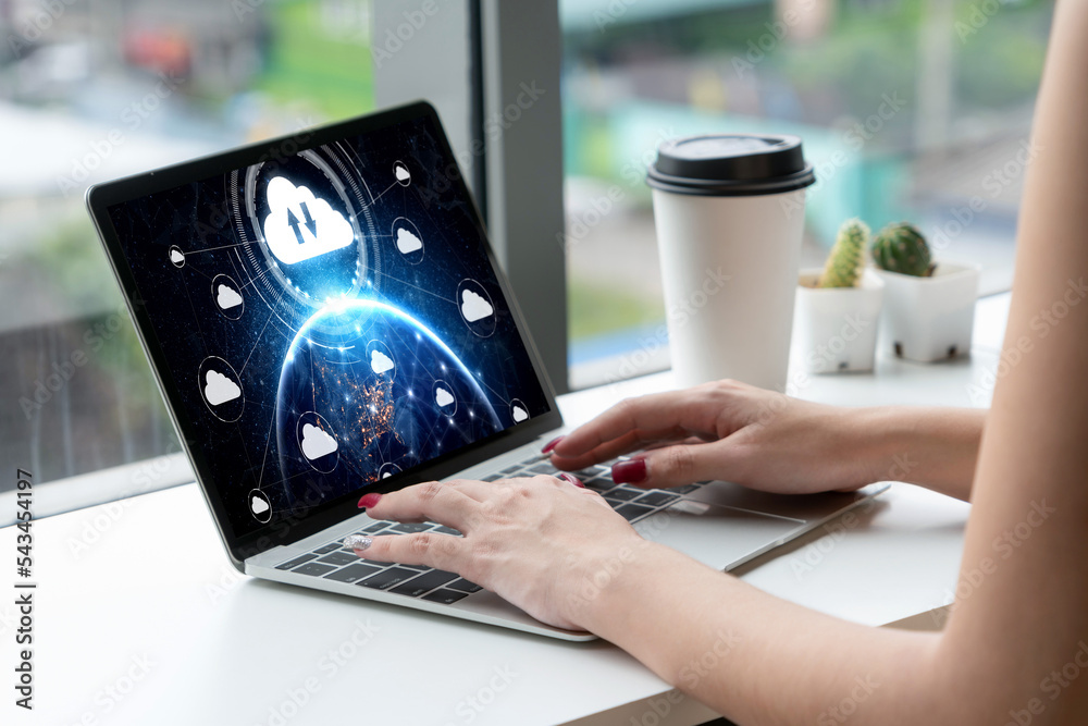Poster cloud computing software for modish remote work and personal data storage
