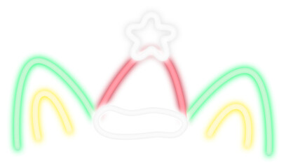 Christmas cat ears and santa hat neon doodle decoration