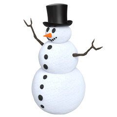 3d rendering illustration of a snowman