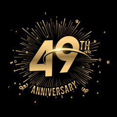 Naklejka premium Happy 49th Anniversary. with fireworks and star .Greeting card