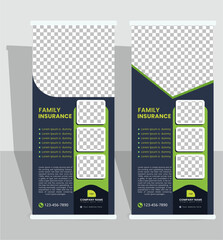 Modern roll up banner design template for the insurance company
