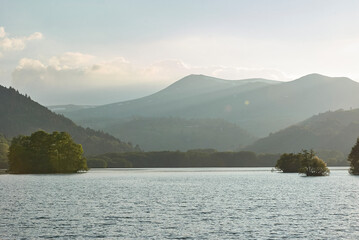 landscape of the volcanic park in the Auvergne on a sunny day