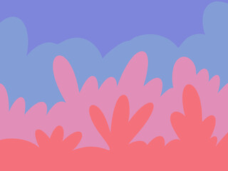 pink background with flowers aesthetic grass colorfull illustration wallpaper pattern