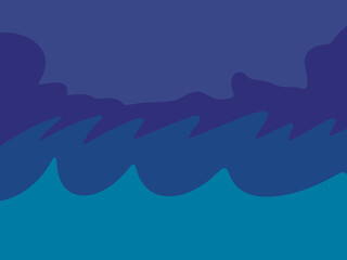 illustration of a landscape sea aesthetic waves colorfull night wallpaper pattern blue
