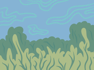 cactus in the desert sky grass aesthetic background colorfull illustration wallpaper pattern