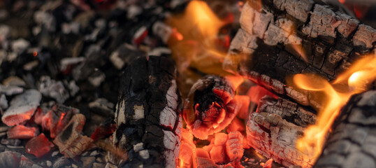 Fire to roast the barbecue.	