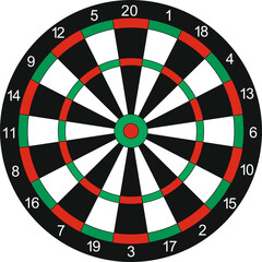 classic target for a sport game of darts isolated on a white background