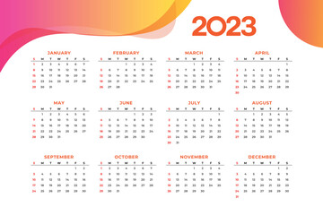 2023 new year calendar template in modern style