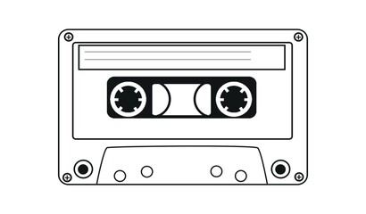 cassette tape vector black and white color