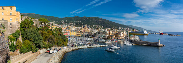 Old town and port of Bastia on Corsica, France