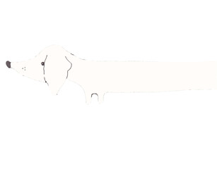 White dog on a white background. 	
Hand drawn illustration of a sweet and funny dog. Dachshund dog graphic draw
