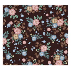 Wildflowers floral pattern on dark background vector