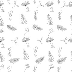 Pattern of different flowers outline. Vector