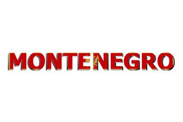 3D Flag of Montenegro on a text background.