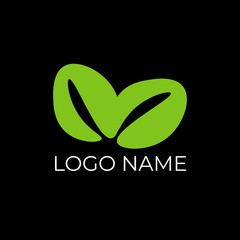 Green leaves logo illustration template