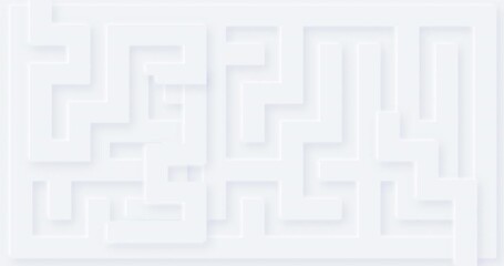 4k white maze with dynamic solution line. Abstract animation with soft shadow. 3d labyrinth pattern. Neumorphism ui style. Light grey wallpaper motion design. Blank animated illustration for business