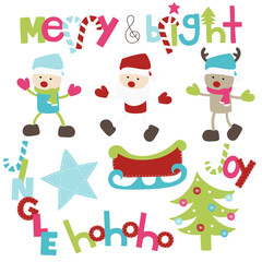 merry and bright set of christmas elements