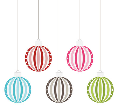 set of hanging christmas baubles