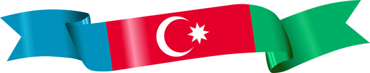 3D Flag of Azerbaijan on ribbon.