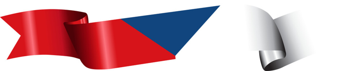3D Flag of Czech on ribbon.