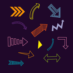 bright neon arrows on a dark background