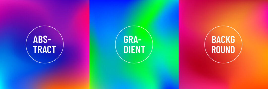 Set of abstract blurred gradient in vivid color background. Dynamic vibrant orange, green, blue, pink, red, yellow template collection design. fluid and liquid neon color, Vector illustration.