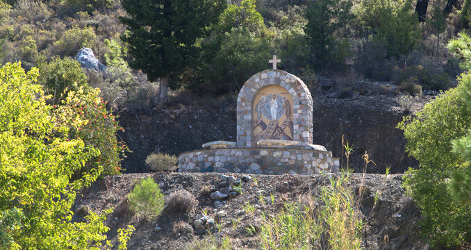 Religious monument in Moni Thari monastery. One of the most important religious monuments on the island of Rhodes Laerma, Rhodes, Dodecanese,
South Aegean, Greece