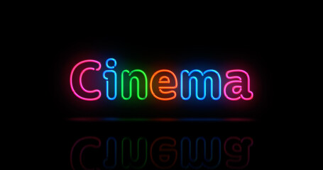 Cinema and movie neon light 3d illustration