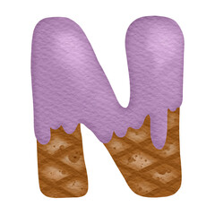 Ice Cream Watercolor Hand Drawn Alphabet N
