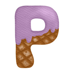 Ice Cream Watercolor Hand Drawn Alphabet P
