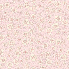 .Cute floral pattern in the form of a small flower on a soft pink background.