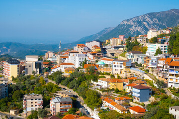 Fototapeta premium The city of Kruja is the ancient capital of Albania. View from the fortress
