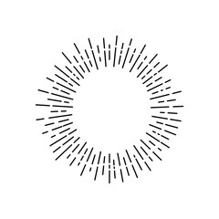 Vintage sunburst explosion lines. Fireworks black rays design element. Linear drawing vector.