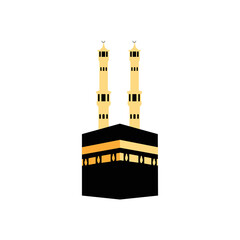 Kaaba hajj Mecca pray pilgrimage Ramadan Islam muslim mosque icon vector symbol illustration flat