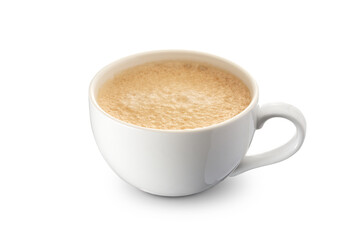 espresso coffee in a white cup on a white background