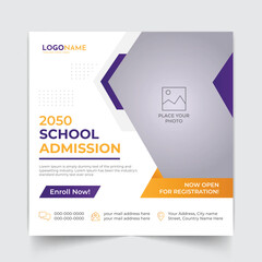 Back to school admission social media post design template layout