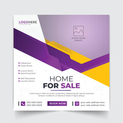 Real estate house social media post or home sale post template design 