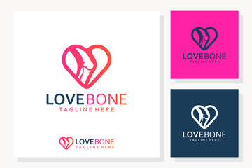 Knee Joint Bone logo vector illustration design with Love Symbol for Bone or Orthopedic Clinic.