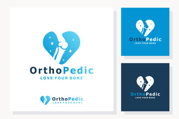 Knee Joint Bone logo vector illustration design with Love Symbol for Bone or Orthopedic Clinic.