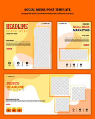 Naklejka premium Yellow background social media post template