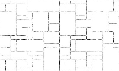 Rough, irregular texture composed of monochrome geometric elements. Overlay distressed grunge background. Abstract vector illustration. Isolated on white background. EPS10