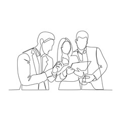 Teamwork concept vector illustration drawn in line art style