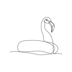 Flamingo lifebuoy vector illustration drawn in line art style © Nataliia
