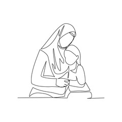 Vector illustration of a mother hugging her daughter