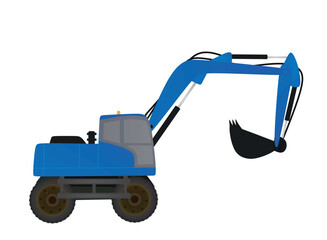 Small blue excavator. vector illustration.