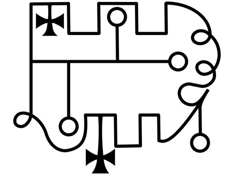 Sigil or Seal of Stolas from a portion of the magical Grimoire called Ars Goetia, part of The Grimoire titled: The Lesser Key of Solomon or the Lemegeton of Somolon the King