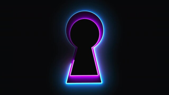 Neon keyhole. Computer generated 3d render