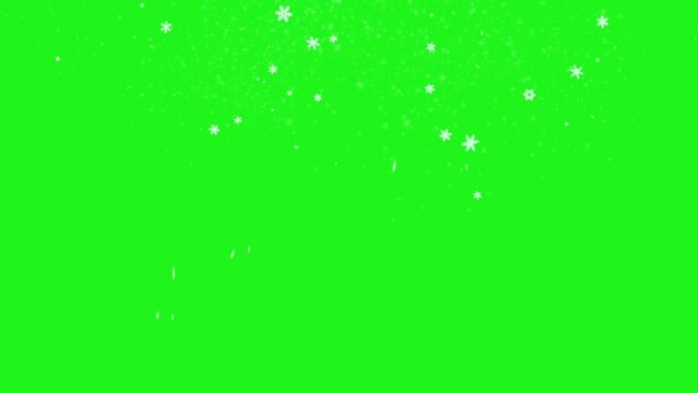 Christmas Snowflakes Falling on Green Screen