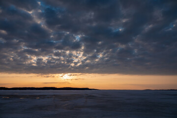 A Winter, Sunset View Over the Ice of Parry Sound